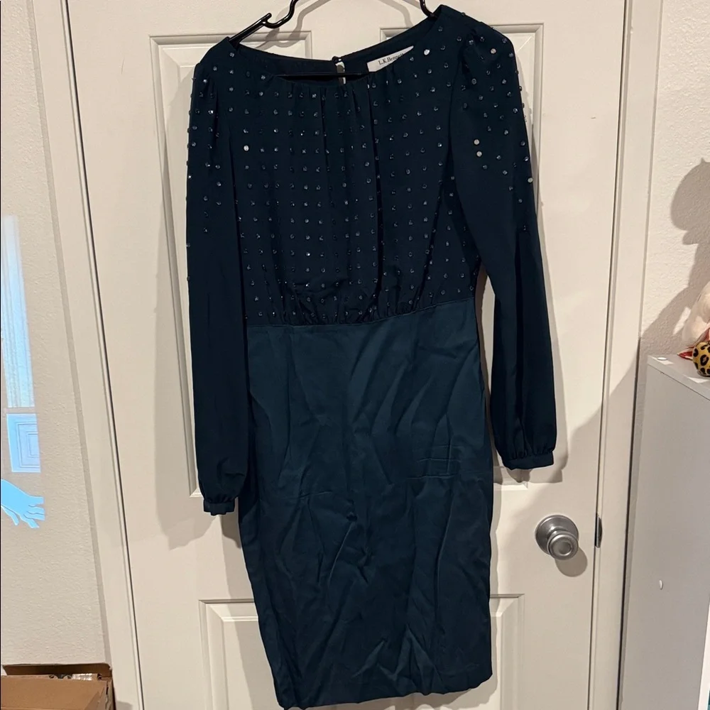 LK Bennett Dark blue Long Sleeve Dress with Studded Accents - Picture 2 of 11